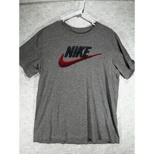 Nike Mens T-Shirt Medium Grey The Nike Tee Red Swoosh Cotton
